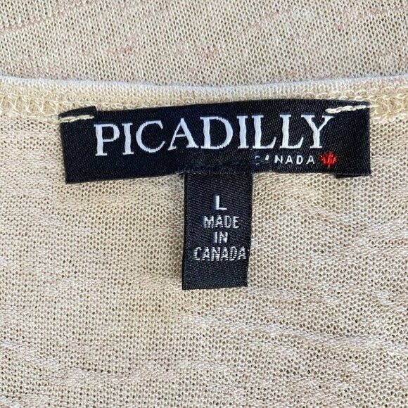 Picadilly Made In Canada Linen Blend Short Sleeve Blouse Coastal Boho L - Picture 4 of 4
